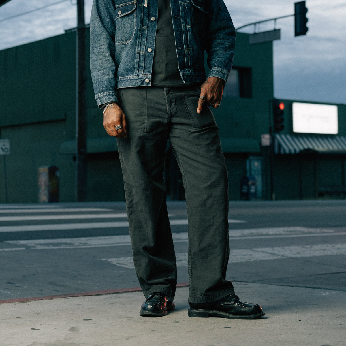 Full Count 1992-24A Utility Trousers Black