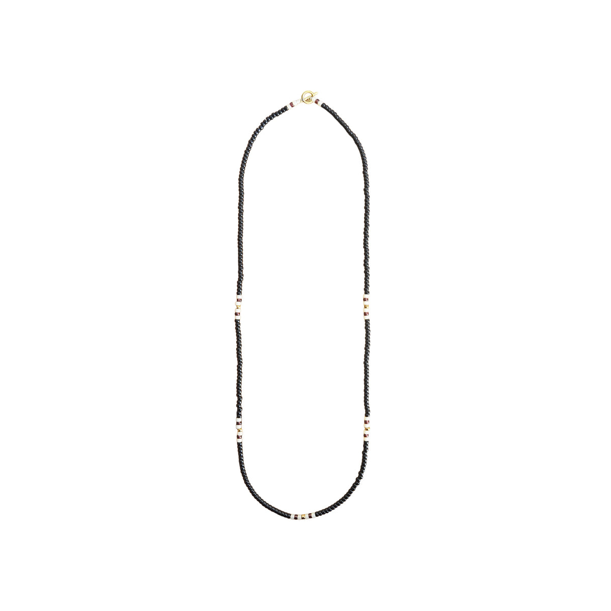 Kobashi Studio Japanese Beads Long Necklace Black | White | Dark Cherry