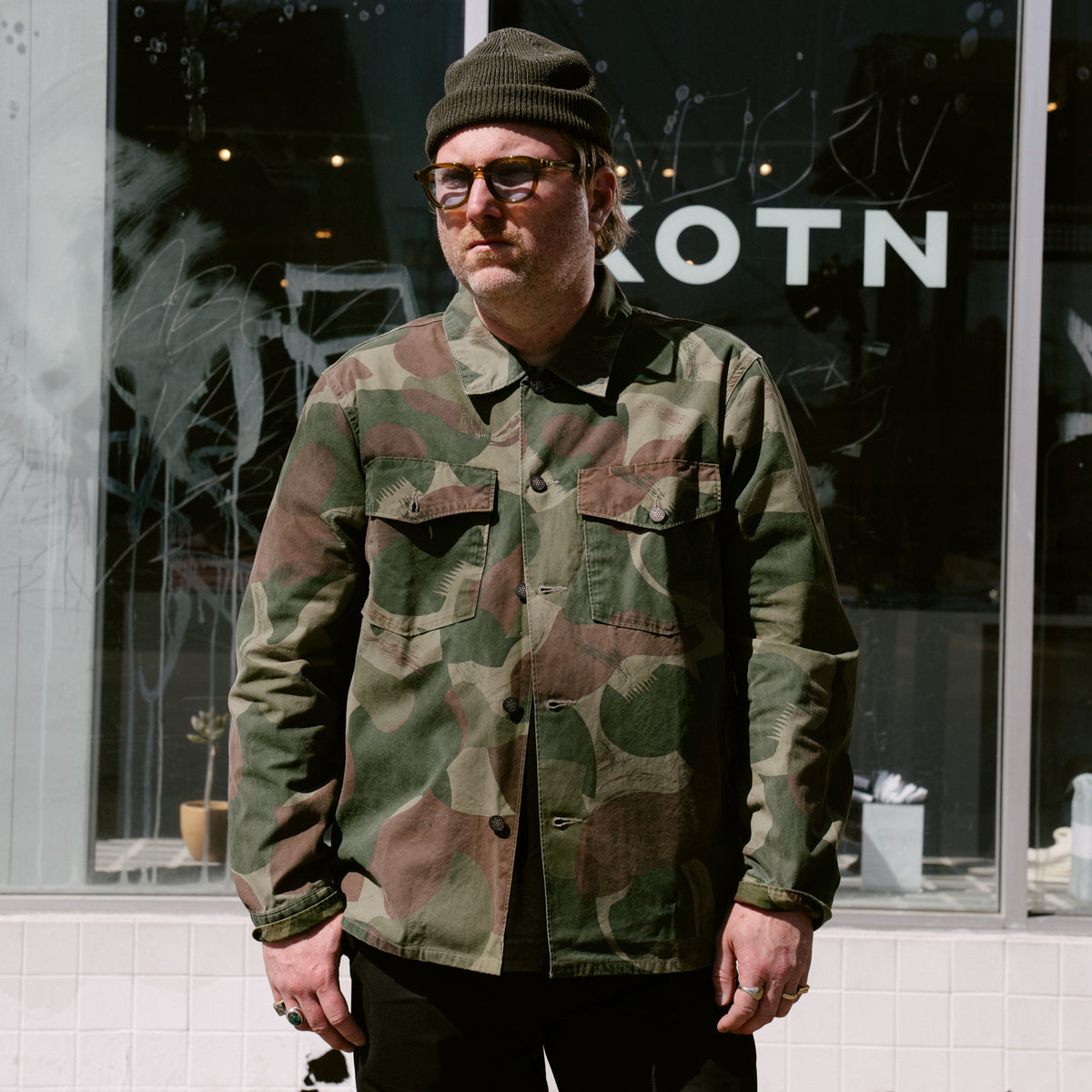 RRL Camo Poplin Overshirt Brush Stroke Camo FINAL SALE