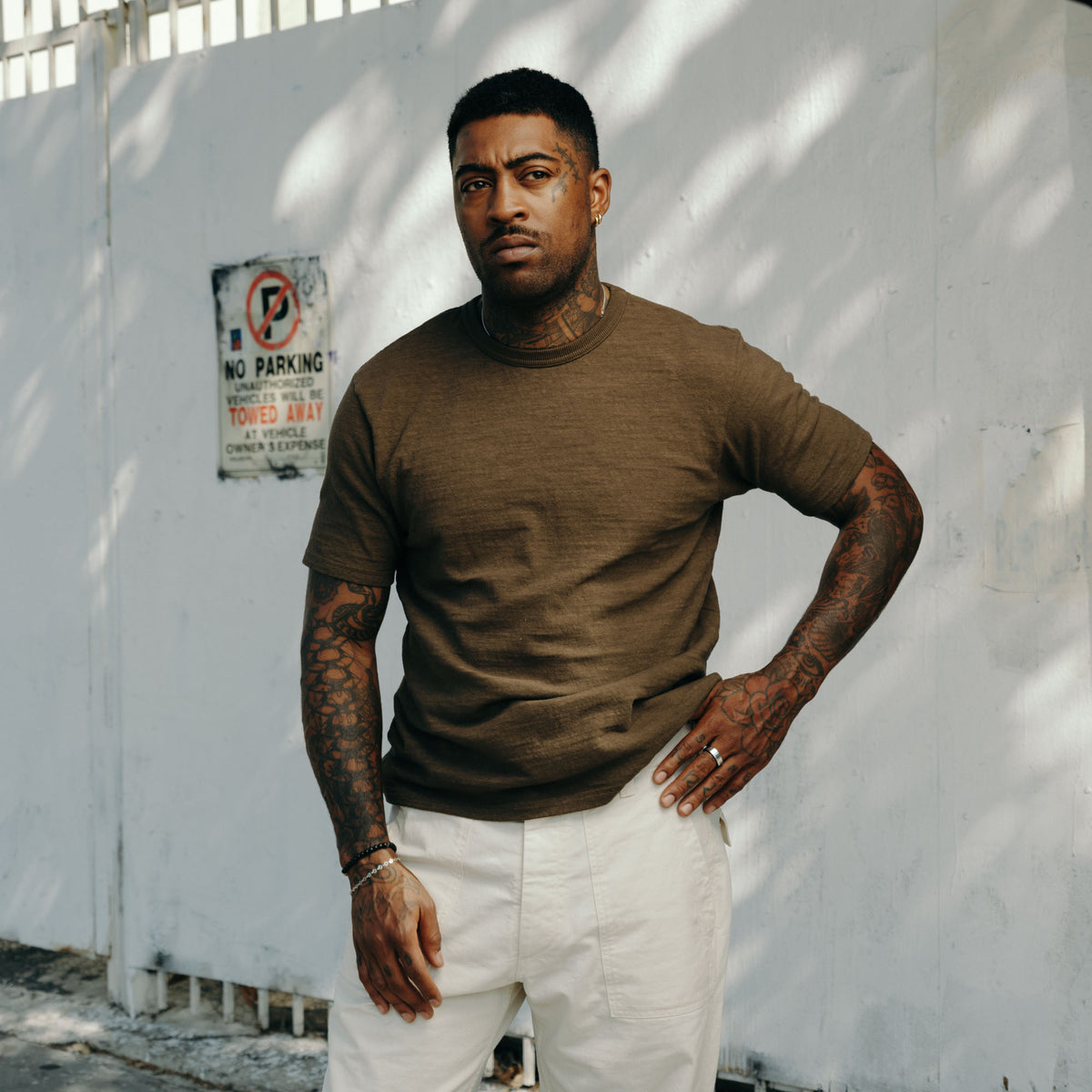 UES No. 8 Slub Nep Short Sleeve T-Shirt Olive