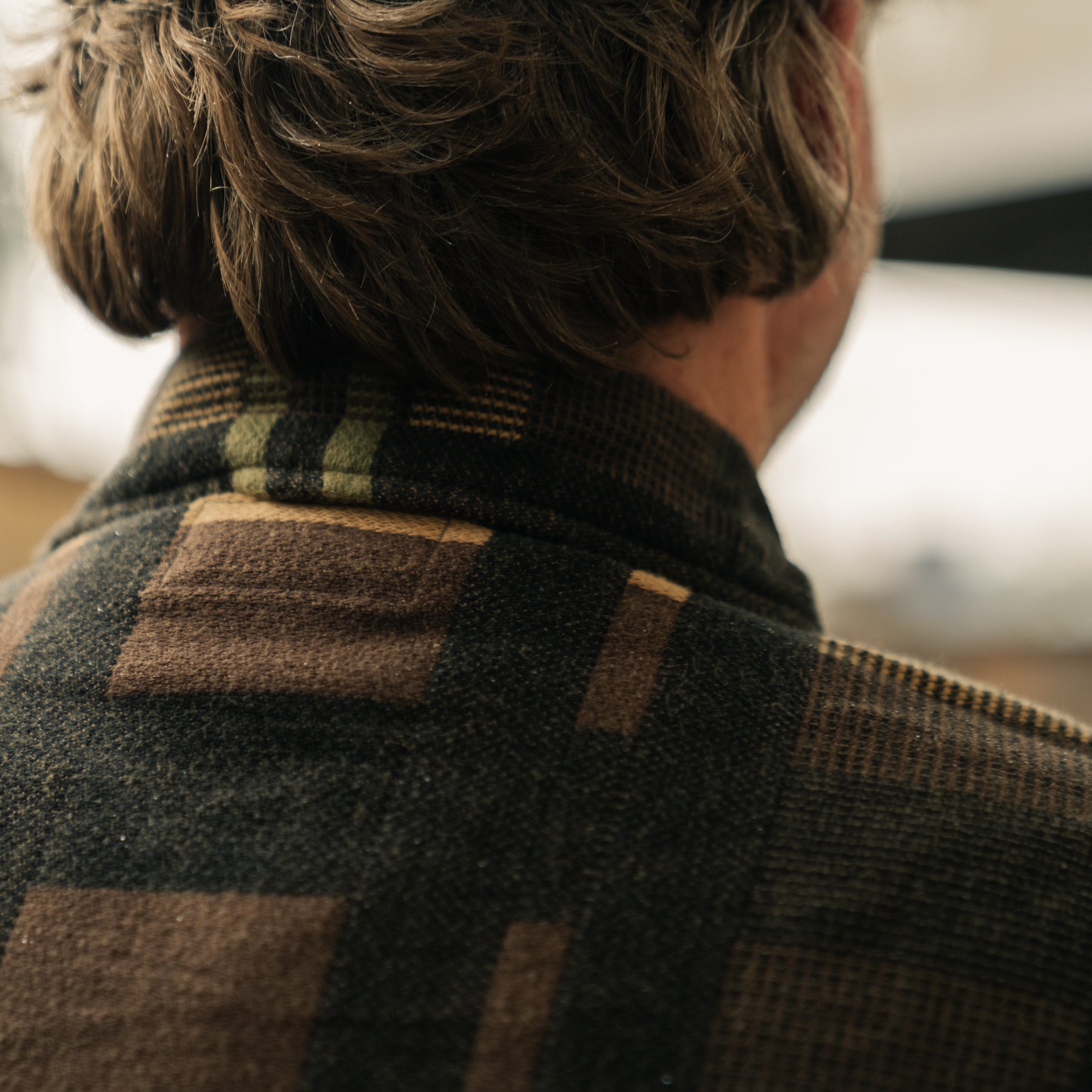 RRL Patterned Jacquard Overshirt Brown Multi FINAL SALE