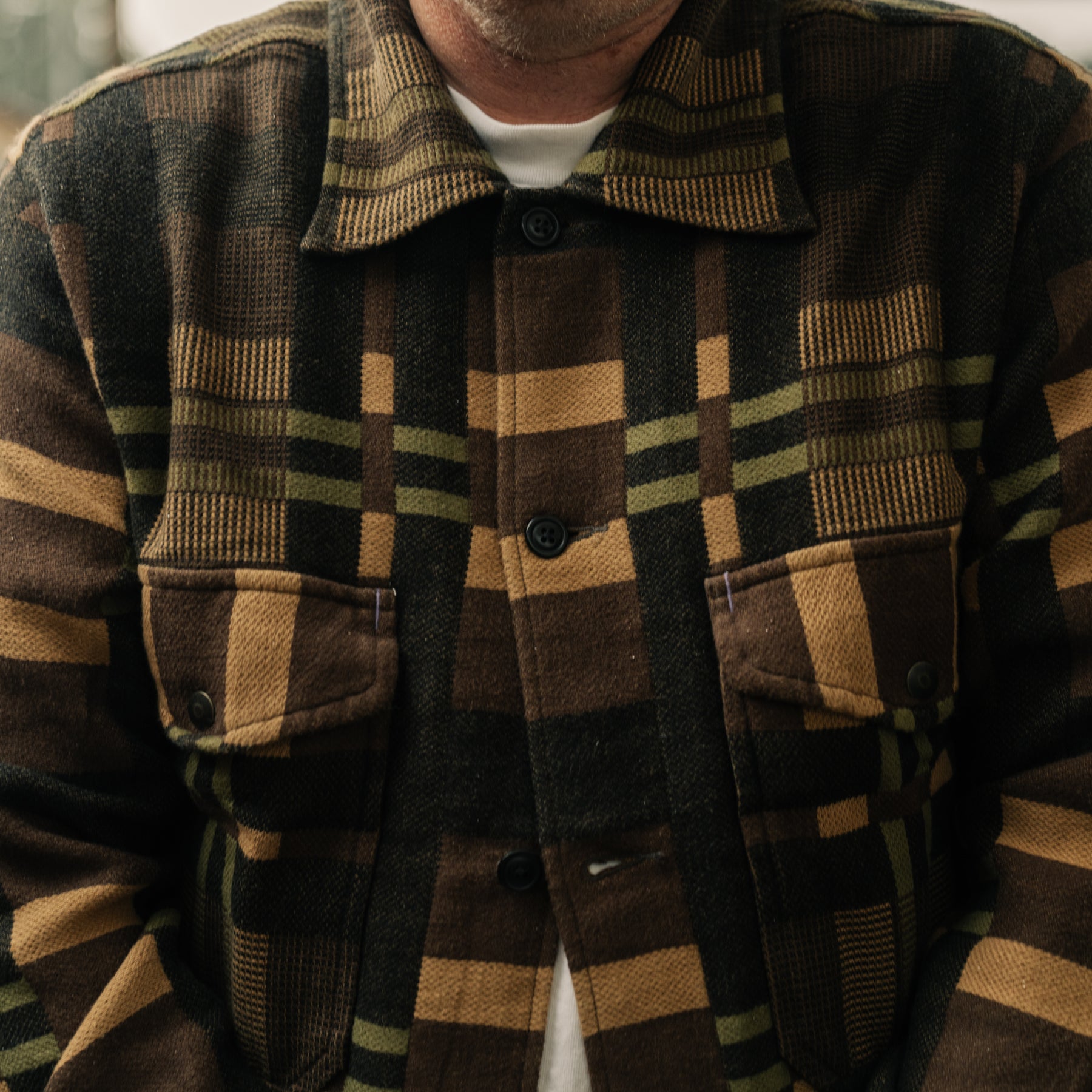 RRL Patterned Jacquard Overshirt Brown Multi FINAL SALE