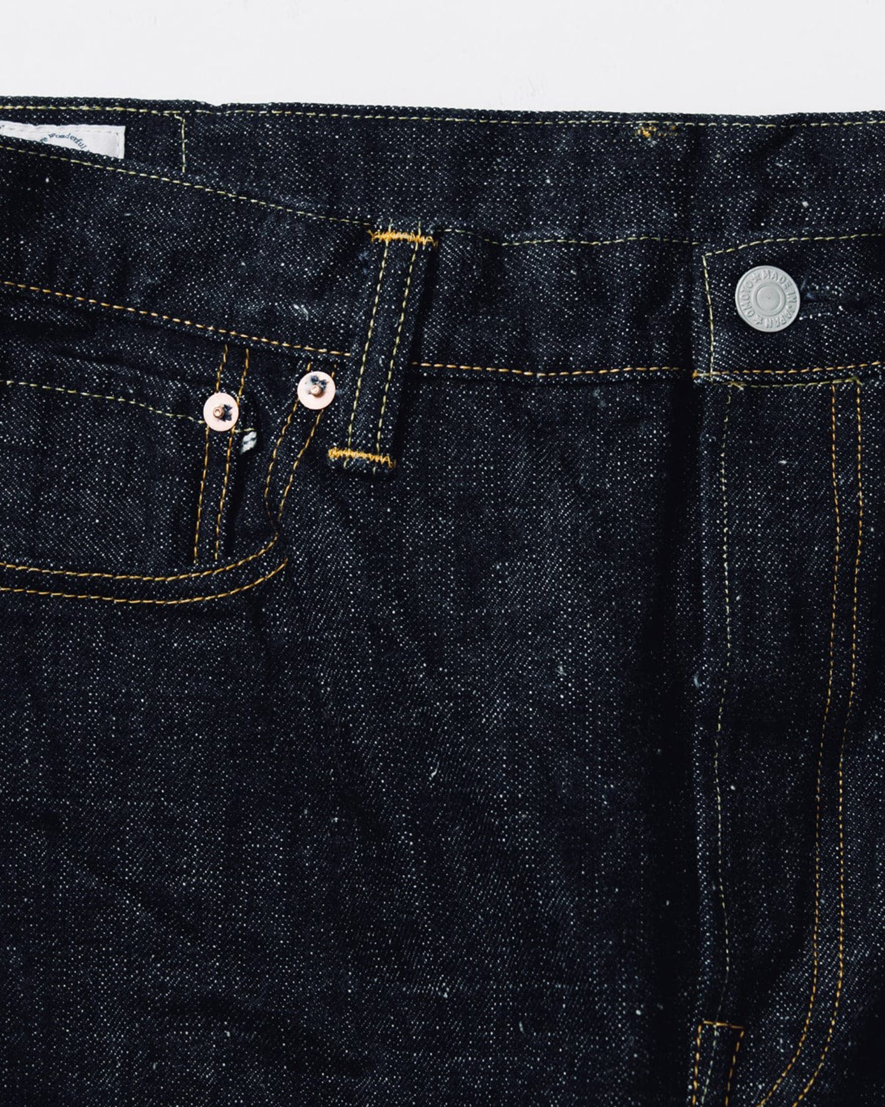 Omoto 0811 15.5oz Slub-Nep Denim Loose Fit Button Fly Indigo