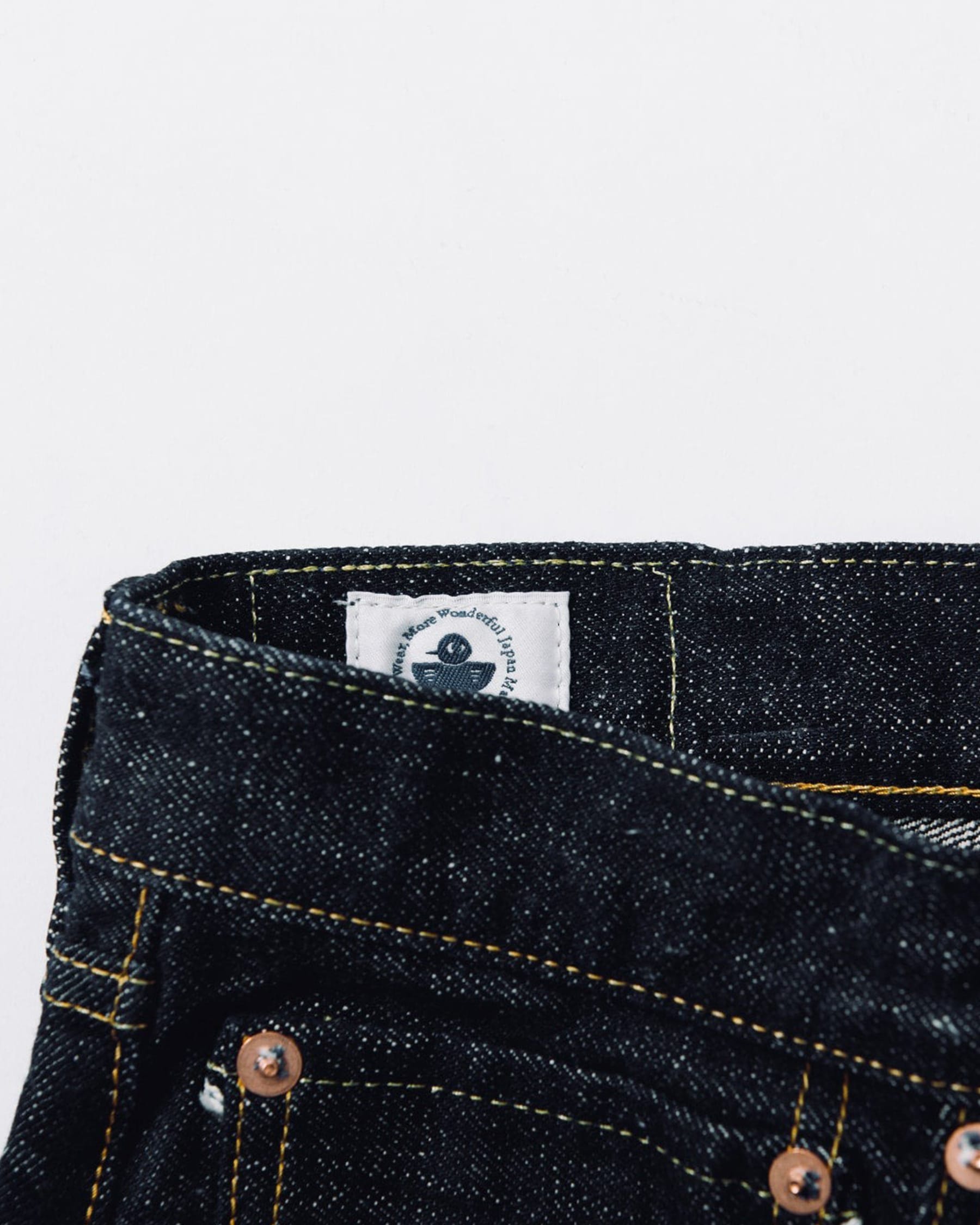 Omoto 0811 15.5oz Slub-Nep Denim Loose Fit Button Fly Indigo
