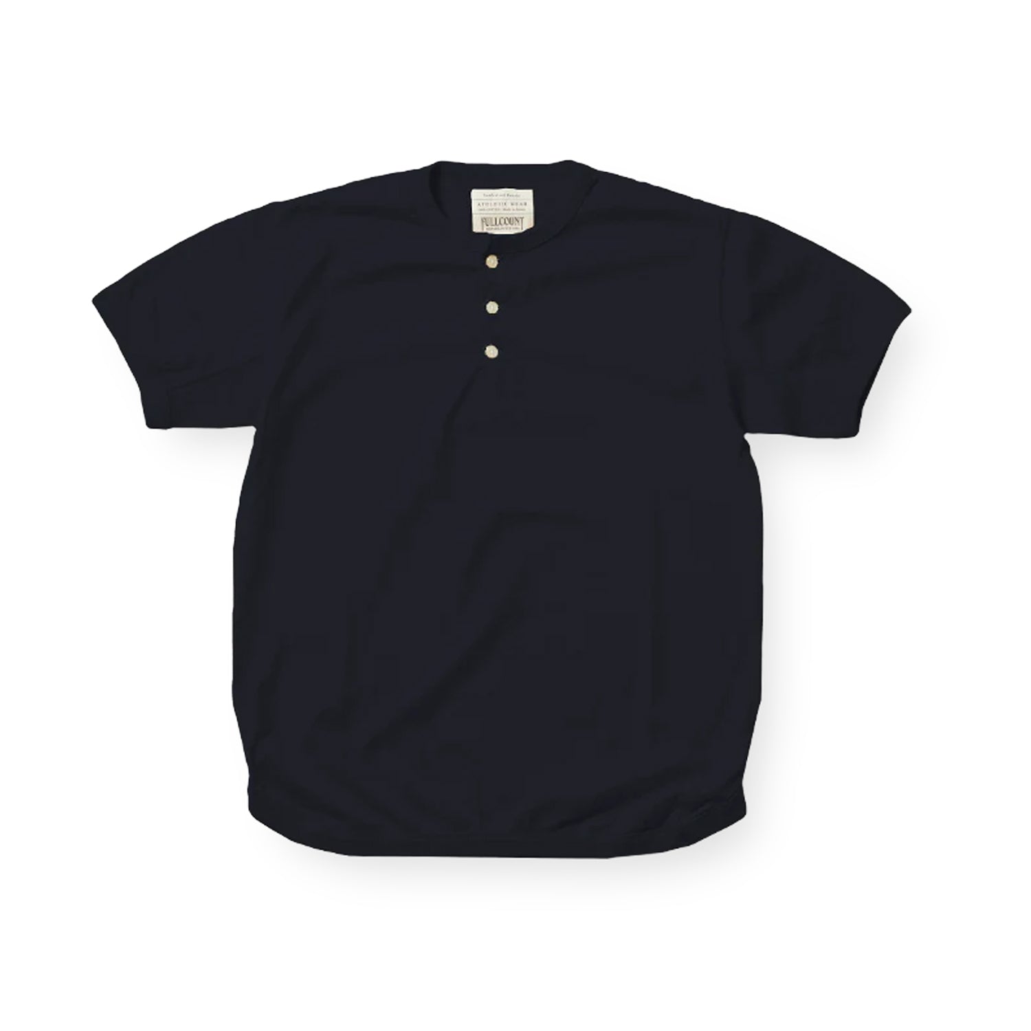 Full Count Flat Seam Heavyweight Short Sleeve Henley T-Shirt Ink Black