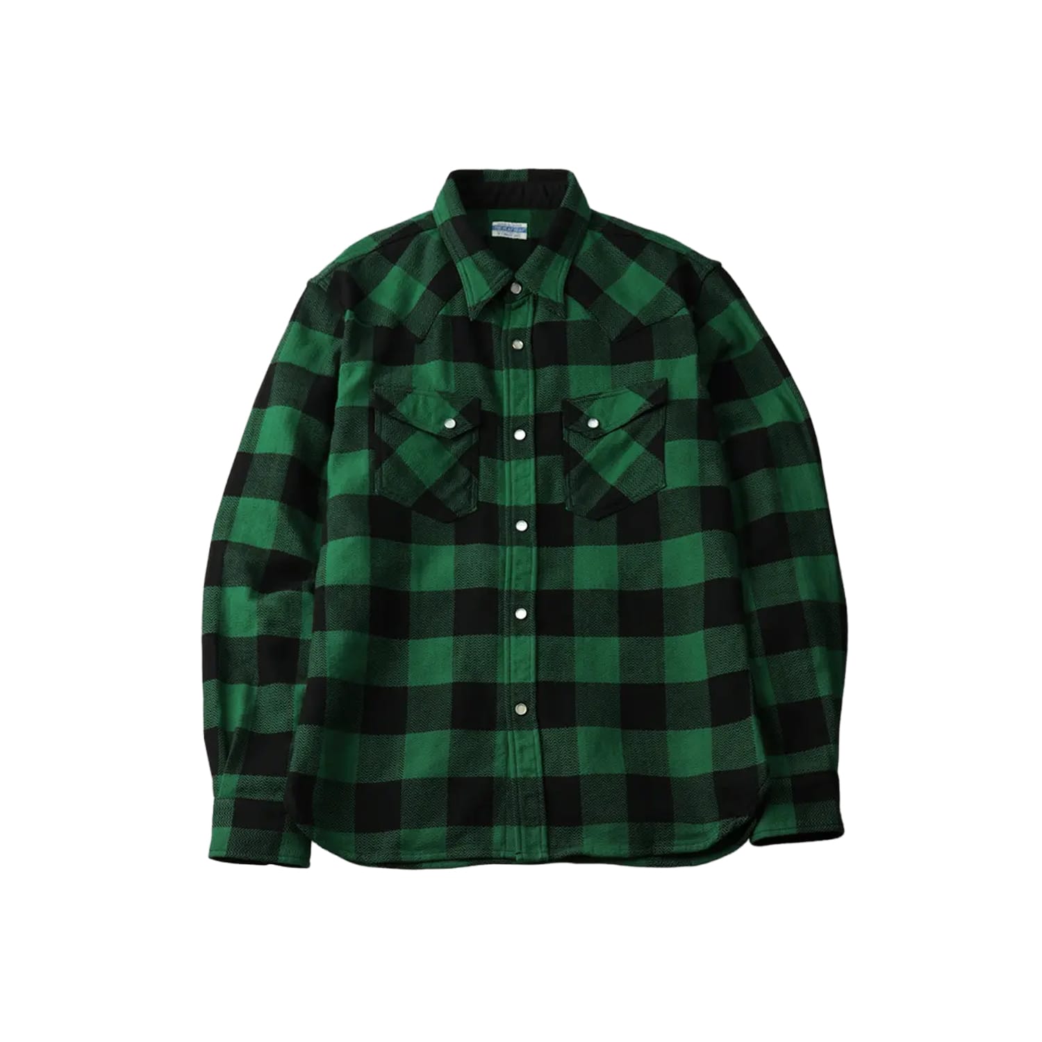 The Flat Head FN-SNW-101L Block Check Flannel Western Shirt Green x Black FINAL SALE