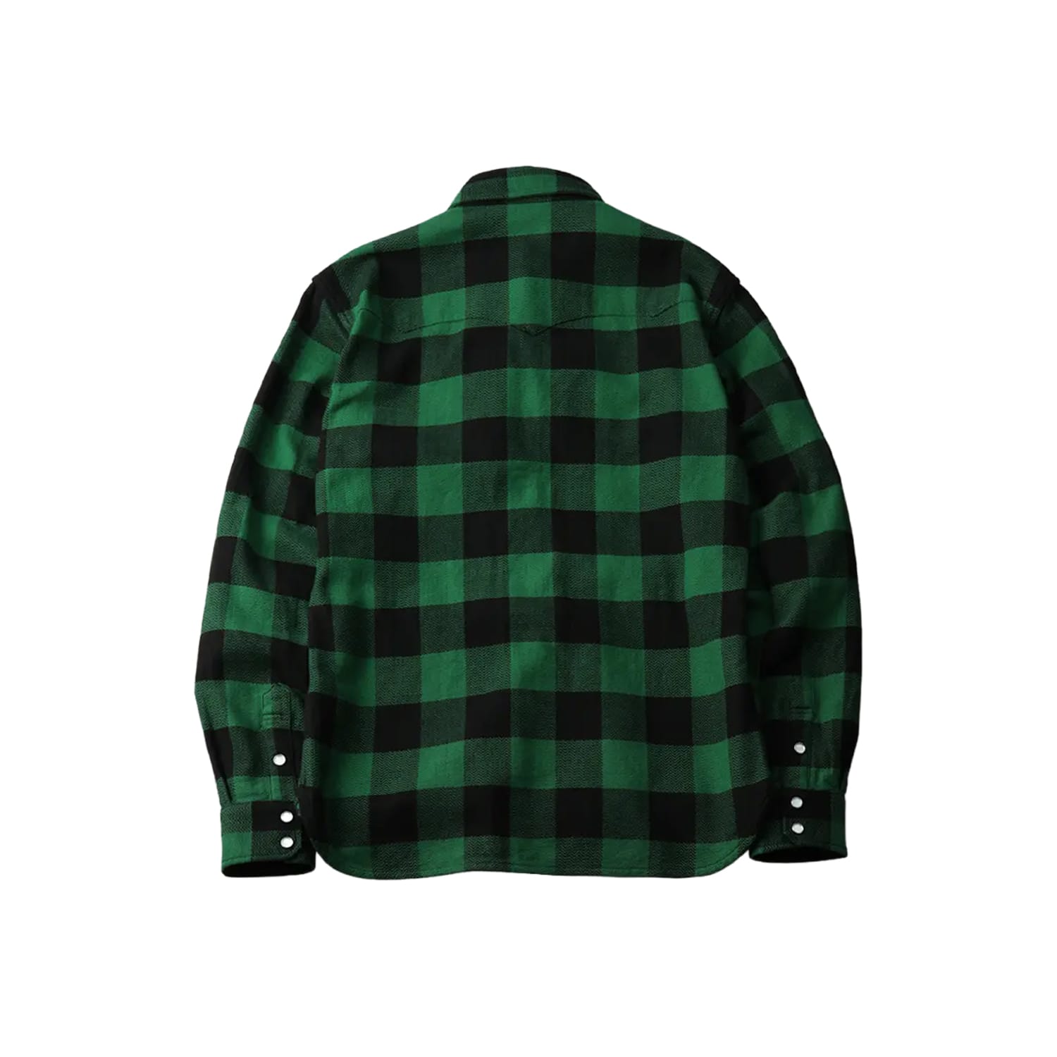 The Flat Head FN-SNW-101L Block Check Flannel Western Shirt Green x Black FINAL SALE