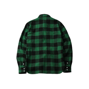 The Flat Head FN-SNW-101L Block Check Flannel Western Shirt Green x Black FINAL SALE