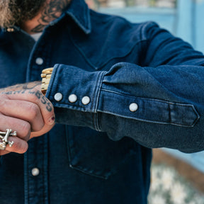RRL Brushed Chamois Buffalo Western Overshirt Indigo FINAL SALE