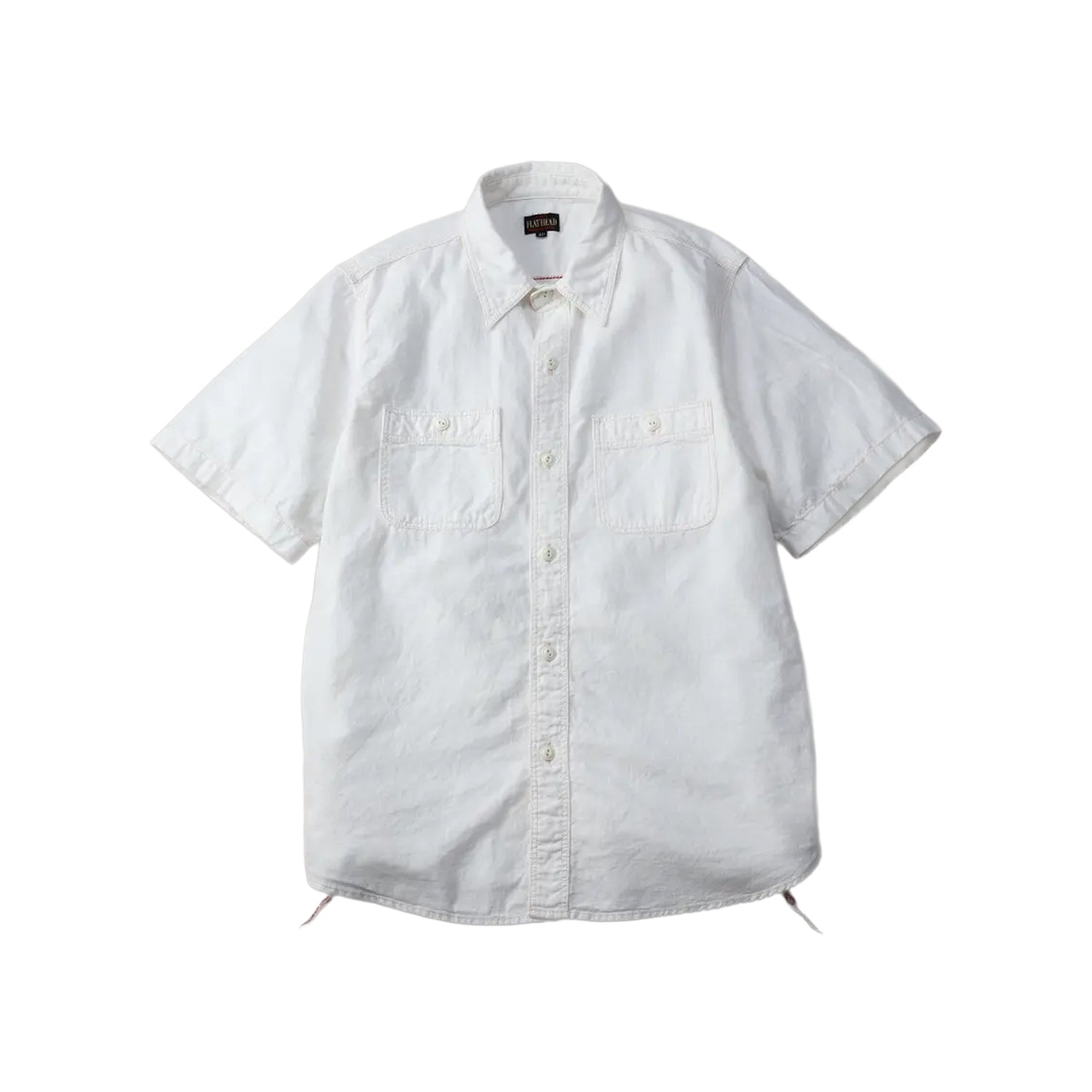 The Flat Head FN-SCK-010S Chambray Short-Sleeve Work Shirt White