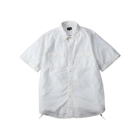 The Flat Head FN-SCK-010S Chambray Short-Sleeve Work Shirt White