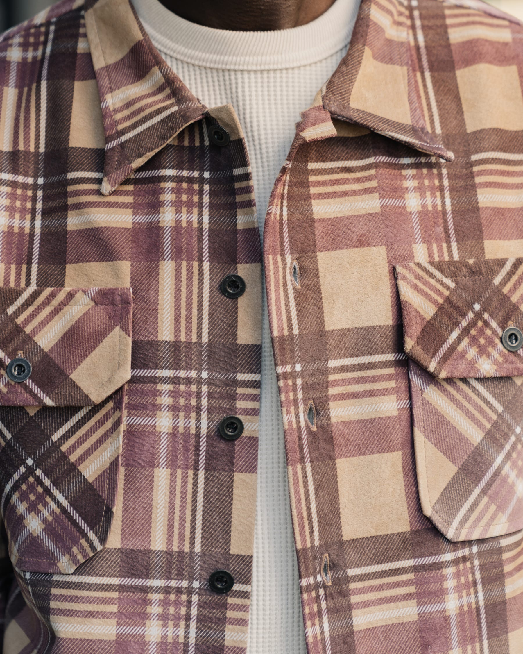 Full Count FL-4000 Suede Leather Check Work Shirt Beige FINAL SALE