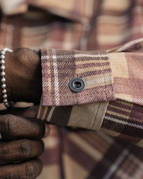 Full Count FL-4000 Suede Leather Check Work Shirt Beige FINAL SALE