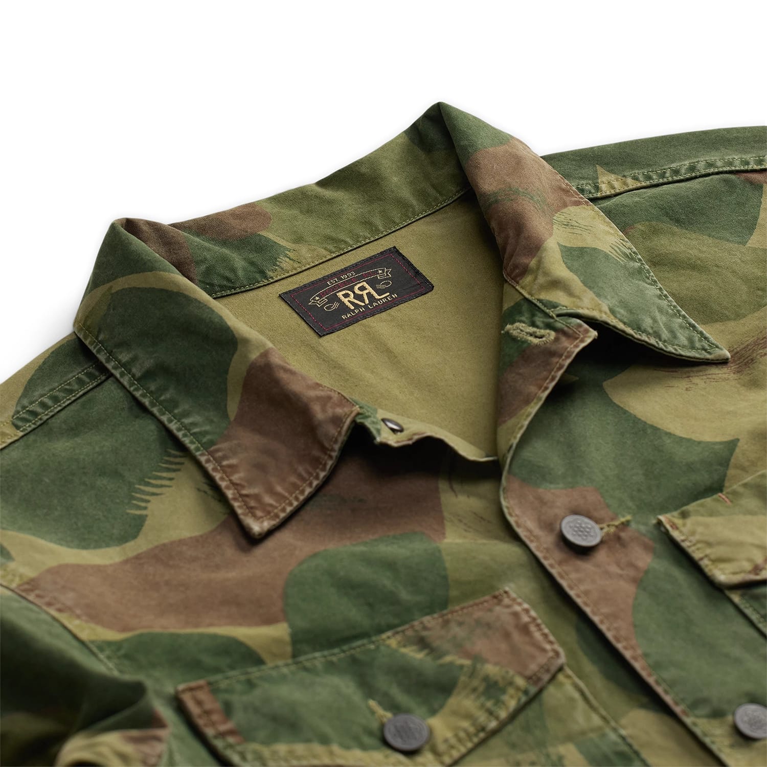 RRL Camo Poplin Overshirt Brush Stroke Camo FINAL SALE