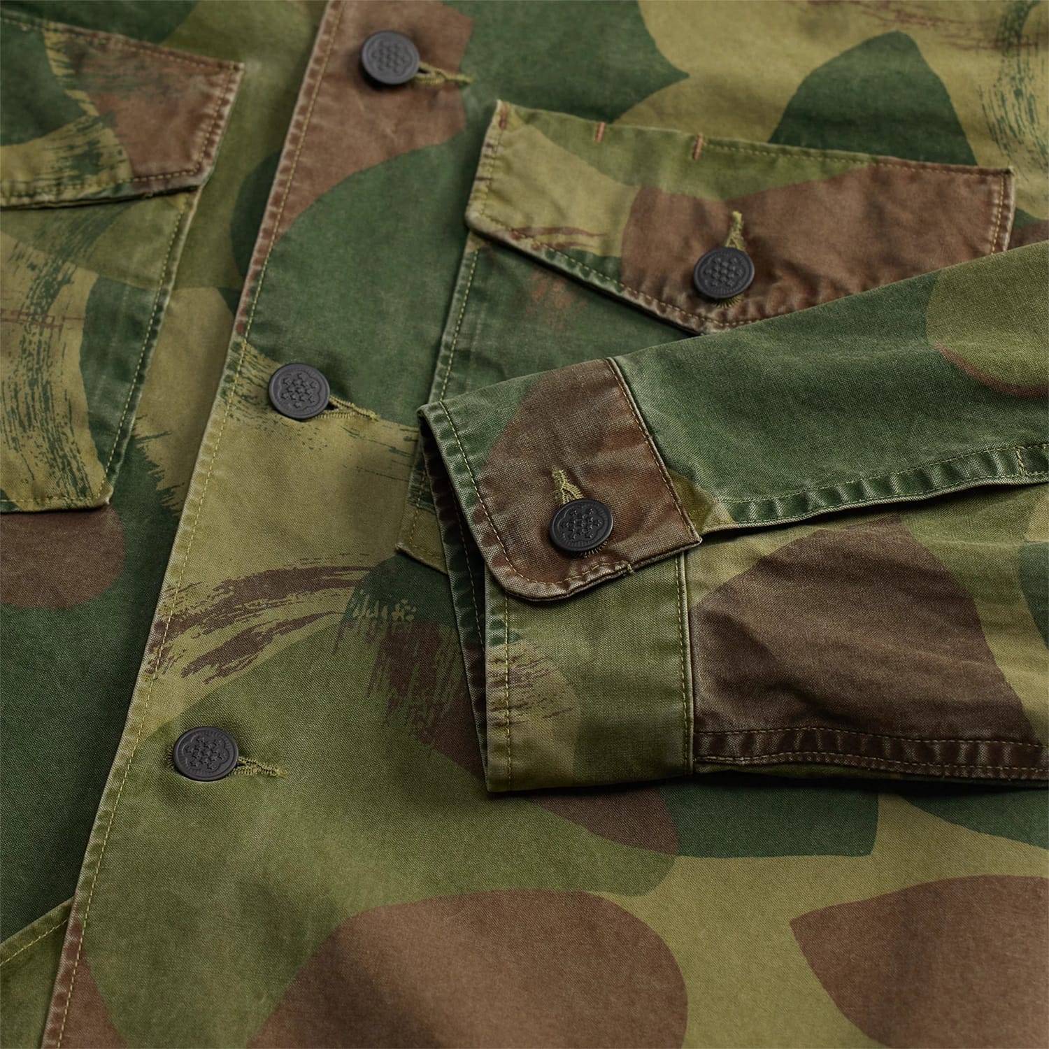 RRL Camo Poplin Overshirt Brush Stroke Camo FINAL SALE