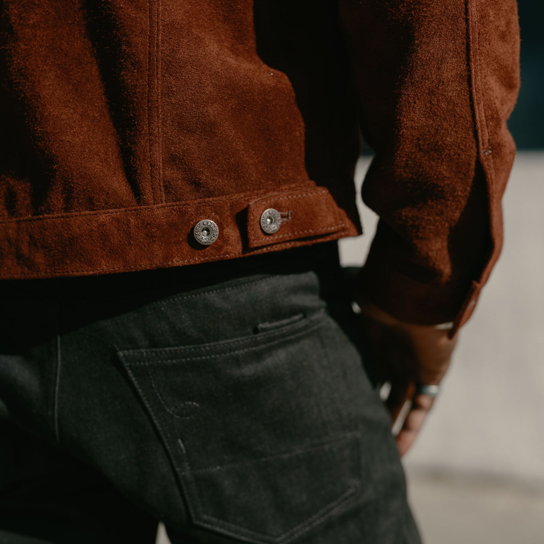 Double Helix Western Pioneer Horsehide Type III Jacket Dark Brown Suede | SPECIAL ORDER ONLY