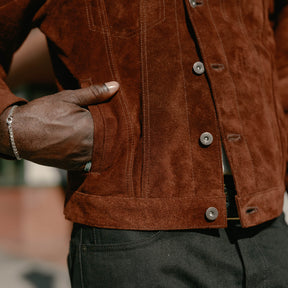 Double Helix Western Pioneer Horsehide Type III Jacket Dark Brown Suede | SPECIAL ORDER ONLY