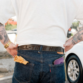 All-Time High Monterey Laser Engraved Leather Belt Dark Brown FINAL SALE