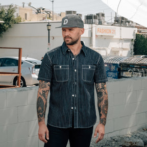 The Flat Head FN-SDK-702S 10oz Denim Wabash Short Sleeve Work Shirt FINAL SALE
