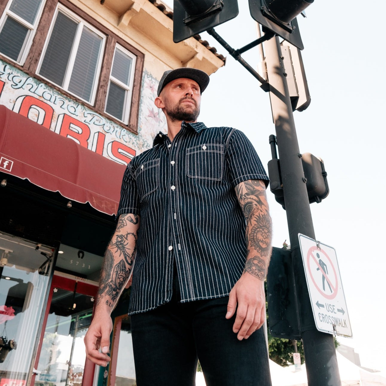 The Flat Head FN-SDK-702S 10oz Denim Wabash Short Sleeve Work Shirt FINAL SALE