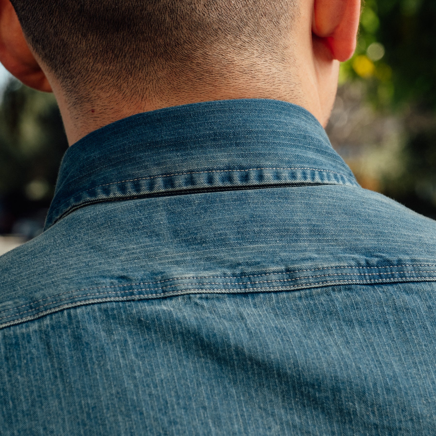 RRL Herringbone Twill Work Shirt Faded Indigo