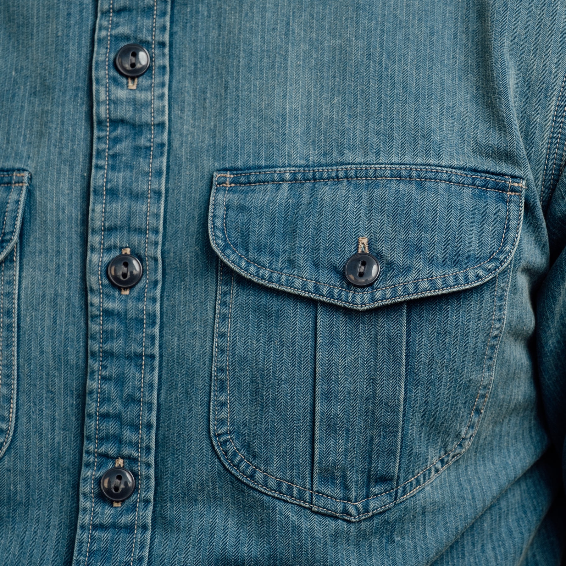 RRL Herringbone Twill Work Shirt Faded Indigo
