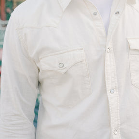 The Flat Head FN-SCW-003L Chambray Western Shirt White FINAL SALE