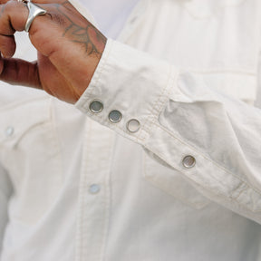 The Flat Head FN-SCW-003L Chambray Western Shirt White FINAL SALE