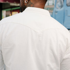 The Flat Head FN-SCW-003L Chambray Western Shirt White FINAL SALE