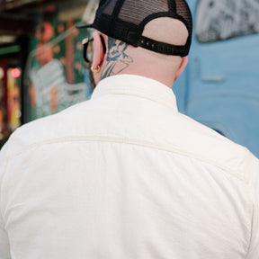The Flat Head FN-SCK-010S Chambray Short-Sleeve Work Shirt White