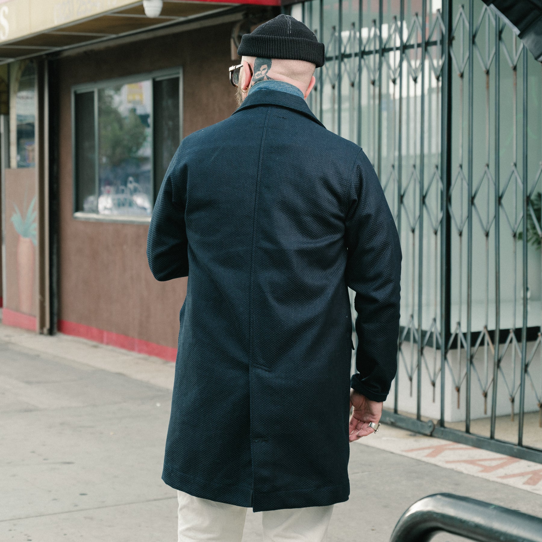 Rouge Territory x Snake Oil Provisions Sashiko Trench Coat FINAL SALE Indigo