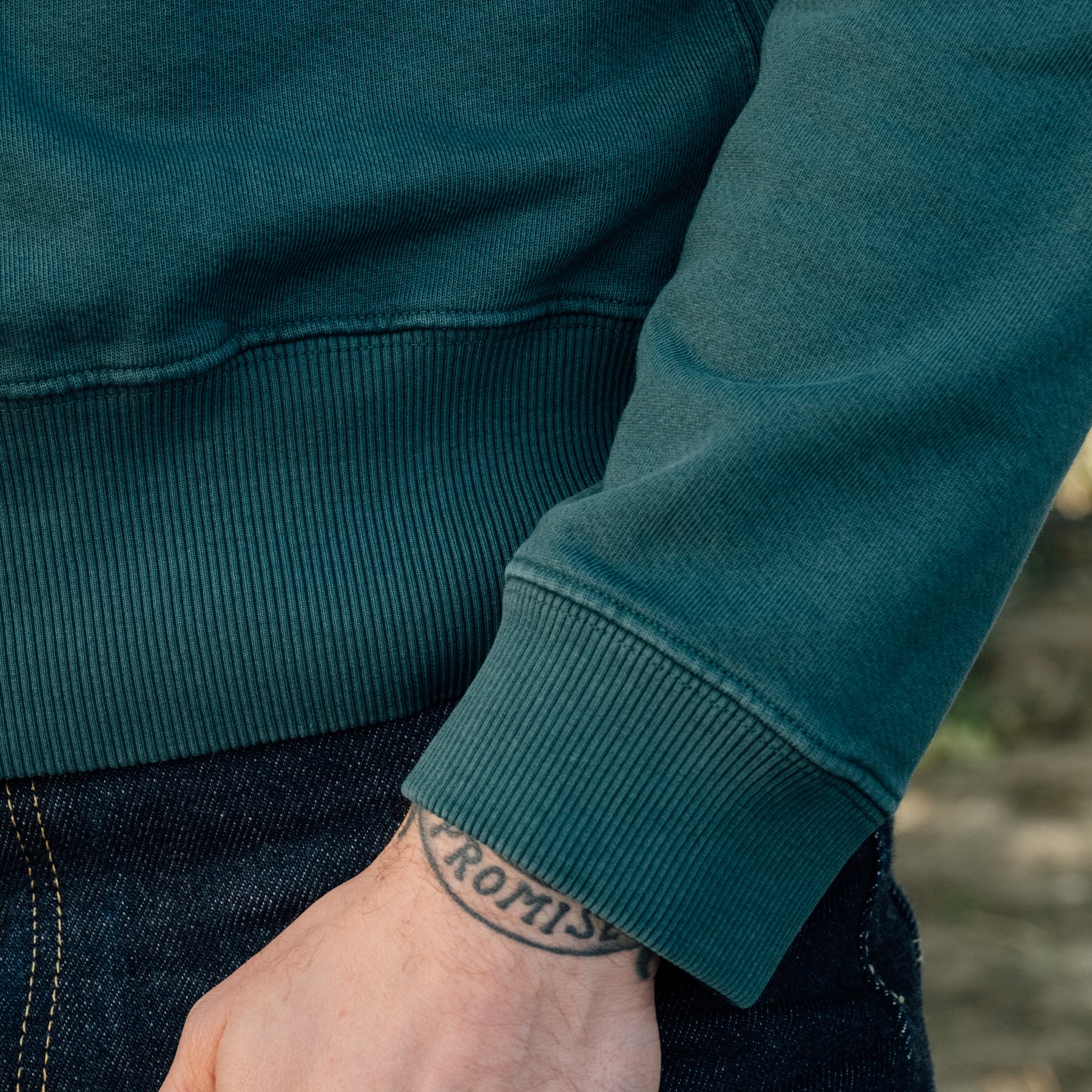 Snake Oil Provisions French Terry Loopback Crewneck Emerald FINAL SALE