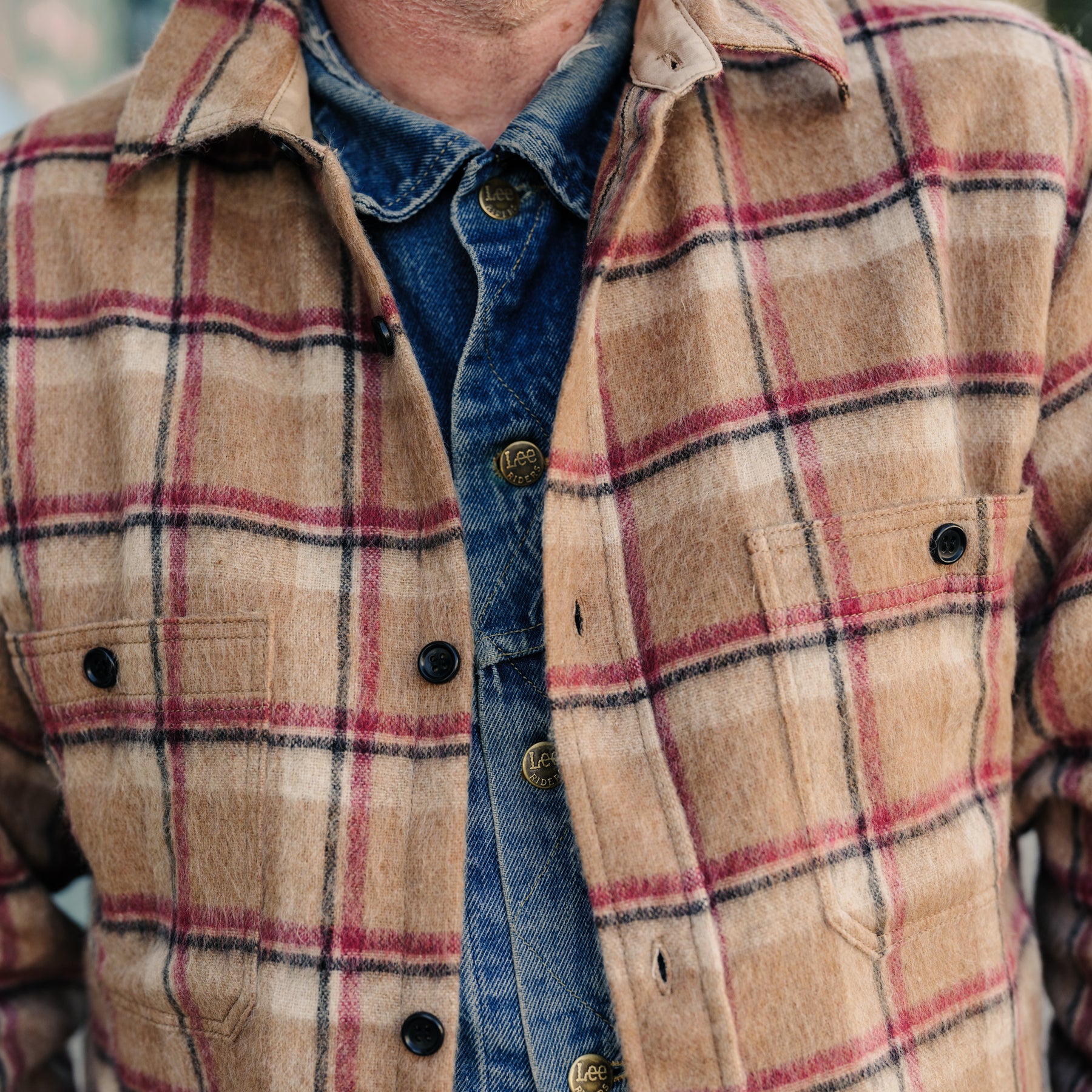 Full Count 4096 Wool Shaggy Check Work Shirt Beige FINAL SALE