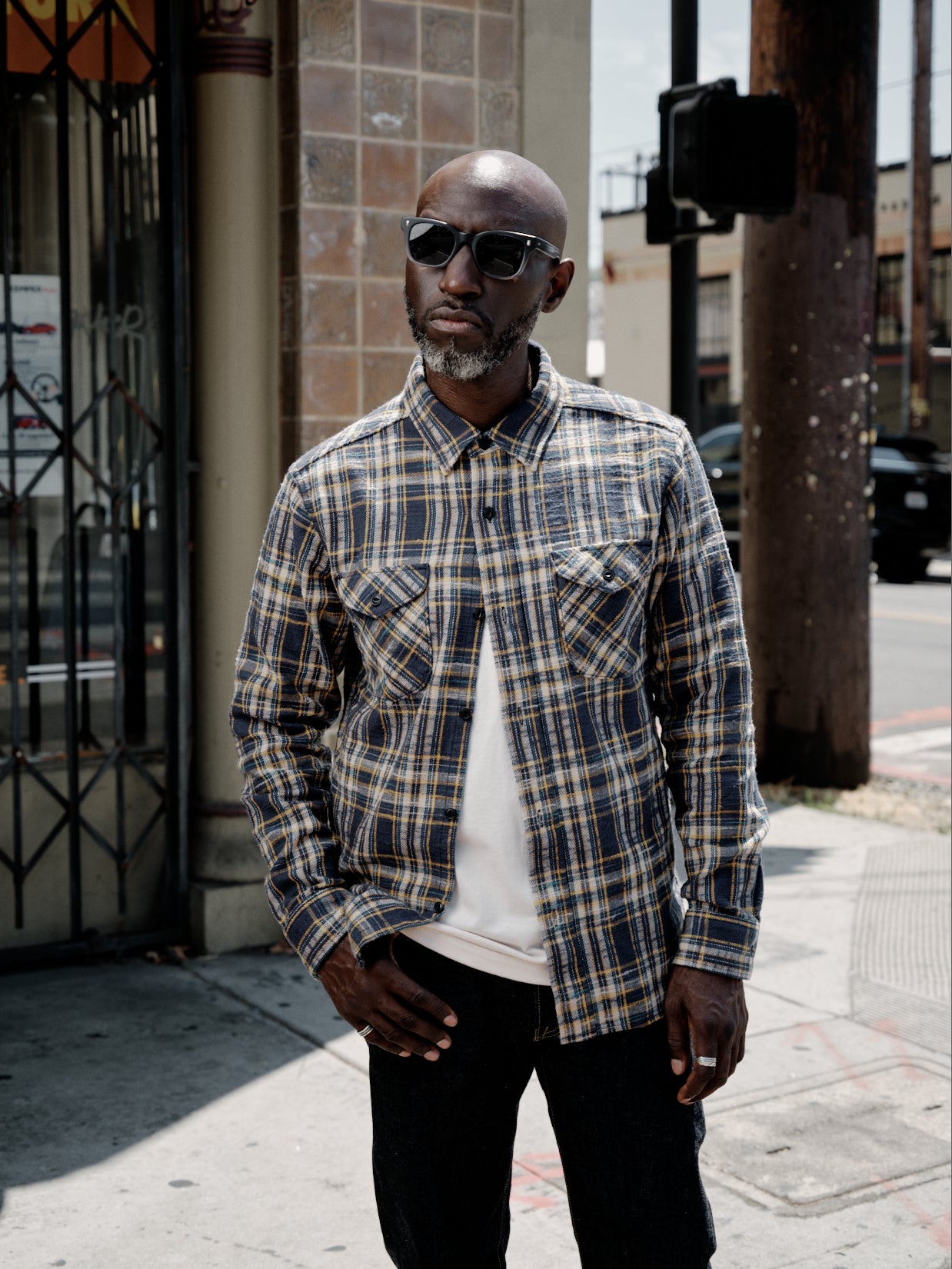 UES 502655 Slubby Flannel Shirt Navy