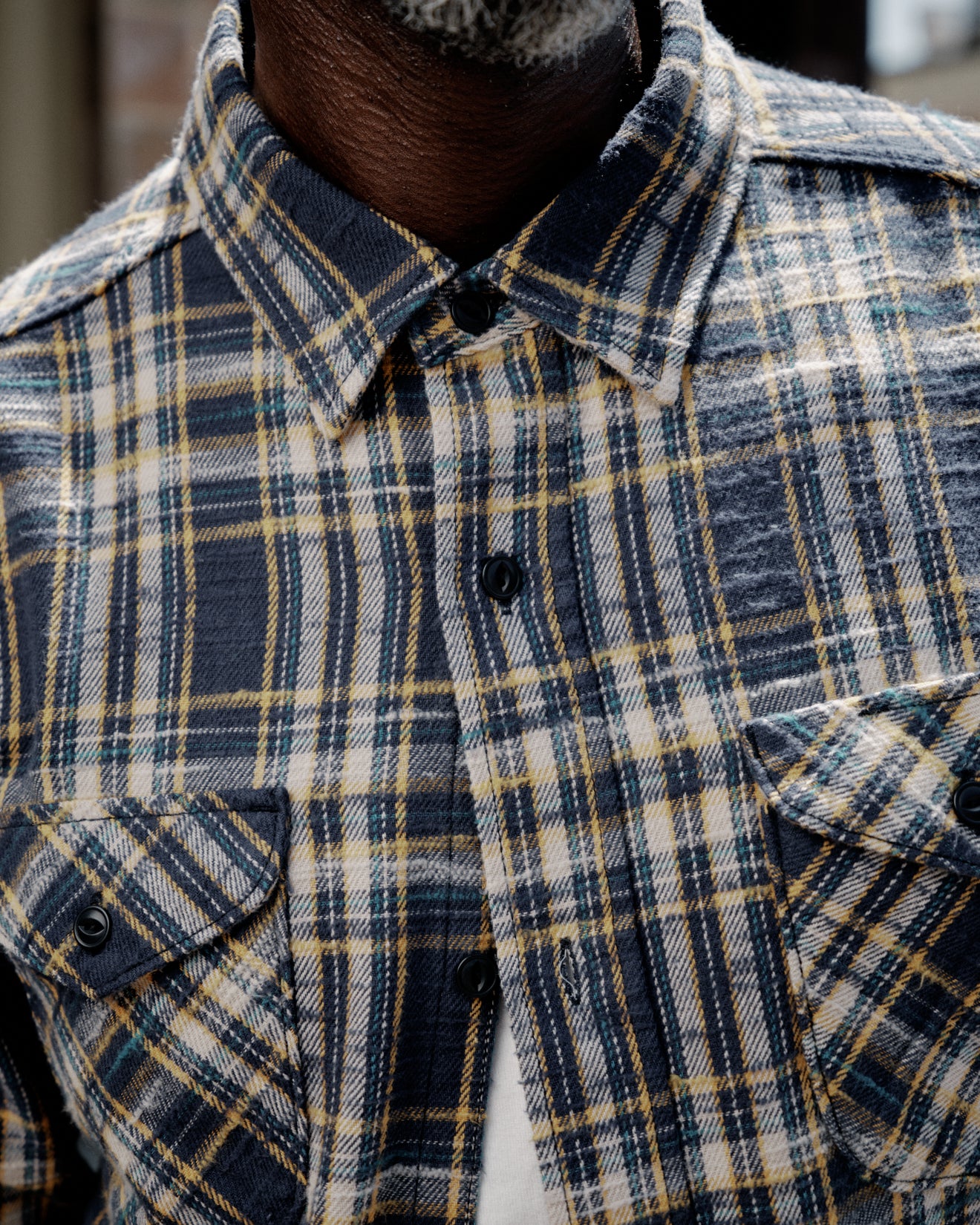 UES 502655 Slubby Flannel Shirt Navy