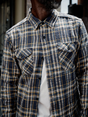 UES 502655 Slubby Flannel Shirt Navy
