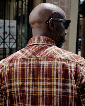 UES 502655 Slubby Flannel Shirt Brown