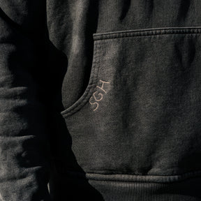 Schaeffer's Garment Hotel 20oz French Terry Worn & Bleached Black Hoodie