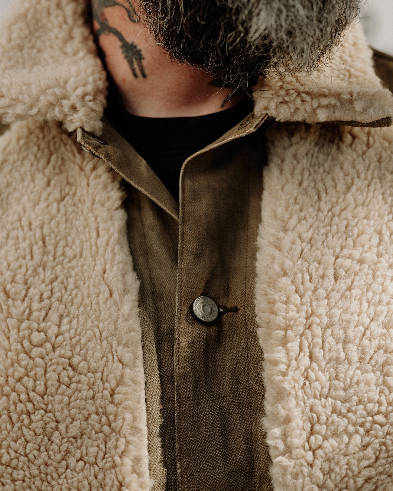 RRL Fleece-Panel Denim Trucker Jacket Distressed Brown