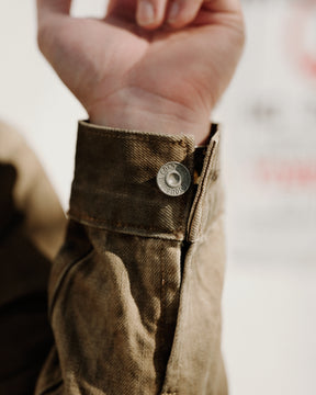 RRL Fleece-Panel Denim Trucker Jacket Distressed Brown
