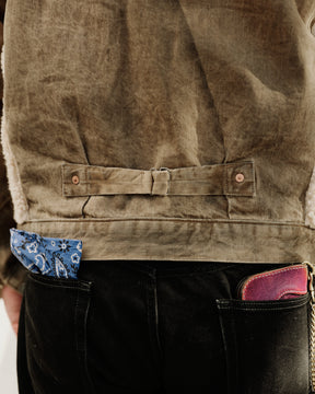 RRL Fleece-Panel Denim Trucker Jacket Distressed Brown