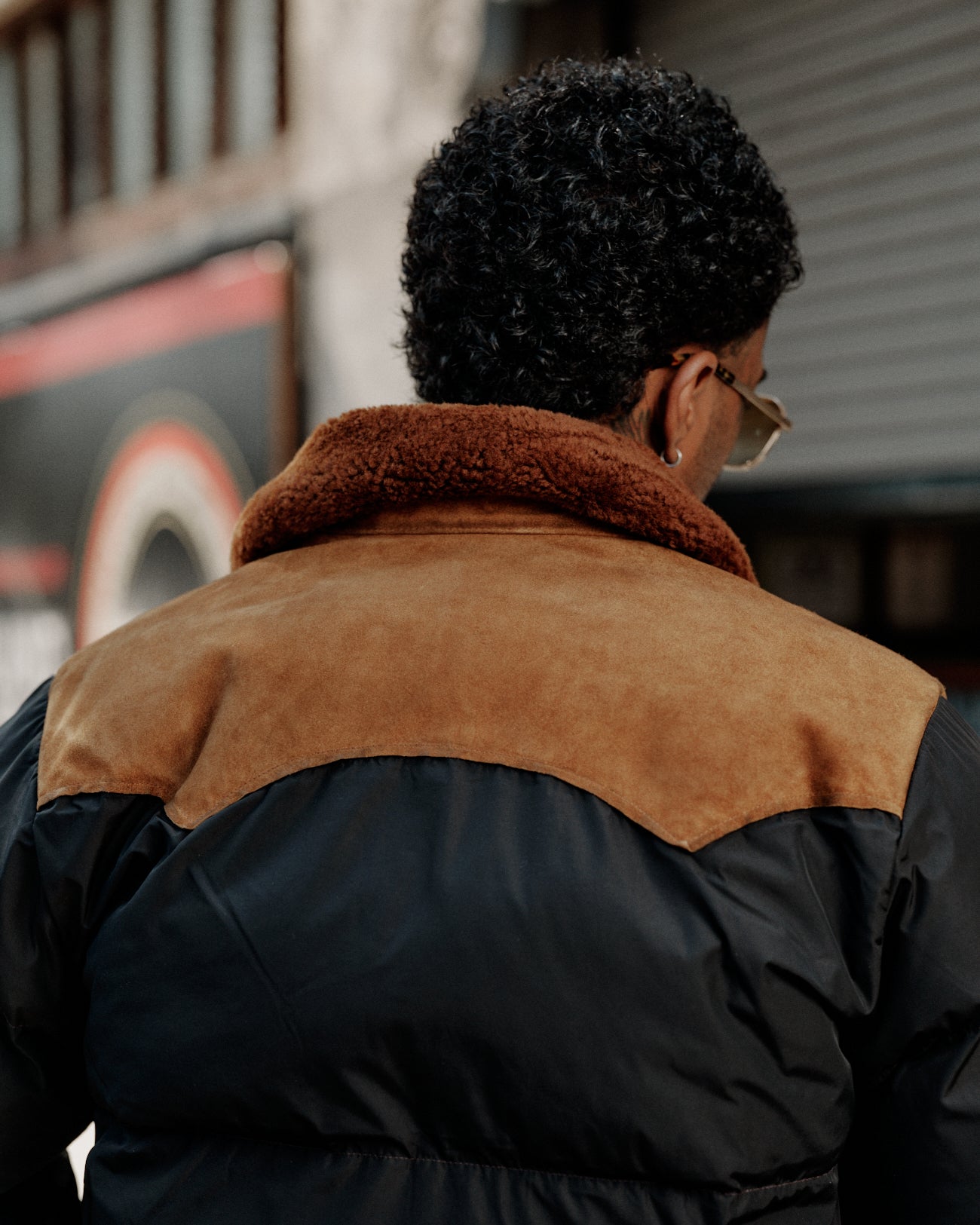 RRL Quilted Shearling-Collar Jacket Onyx