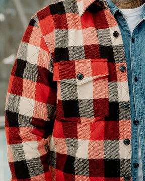RRL Quilted Plaid Wool Overshirt Red/ Black
