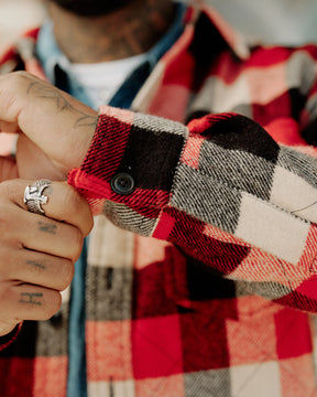RRL Quilted Plaid Wool Overshirt Red/ Black