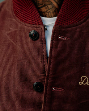 RRL Leather Sleeve Baseball Jacket Vintage Burgundy