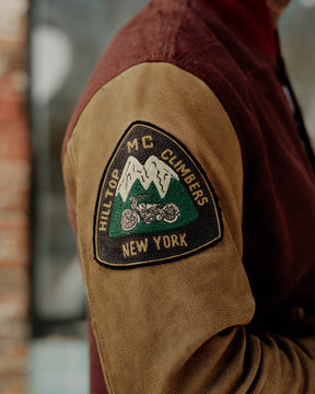 RRL Leather Sleeve Baseball Jacket Vintage Burgundy