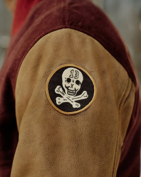 RRL Leather Sleeve Baseball Jacket Vintage Burgundy