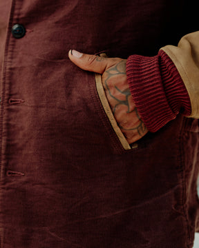 RRL Leather Sleeve Baseball Jacket Vintage Burgundy