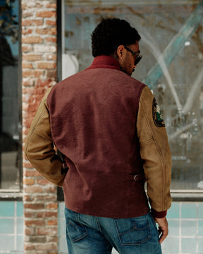 RRL Leather Sleeve Baseball Jacket Vintage Burgundy