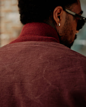 RRL Leather Sleeve Baseball Jacket Vintage Burgundy